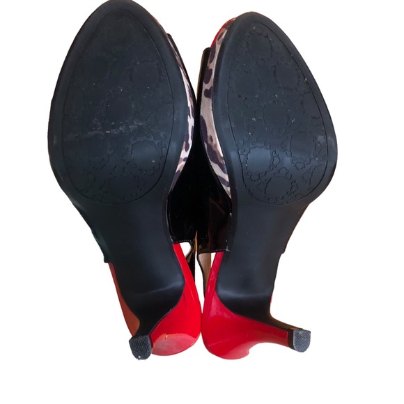 Rampage Flanders Sling Backs Red, Black And Leopard Print 4” Women’s Heels Sz 7 - Picture 10 of 15
